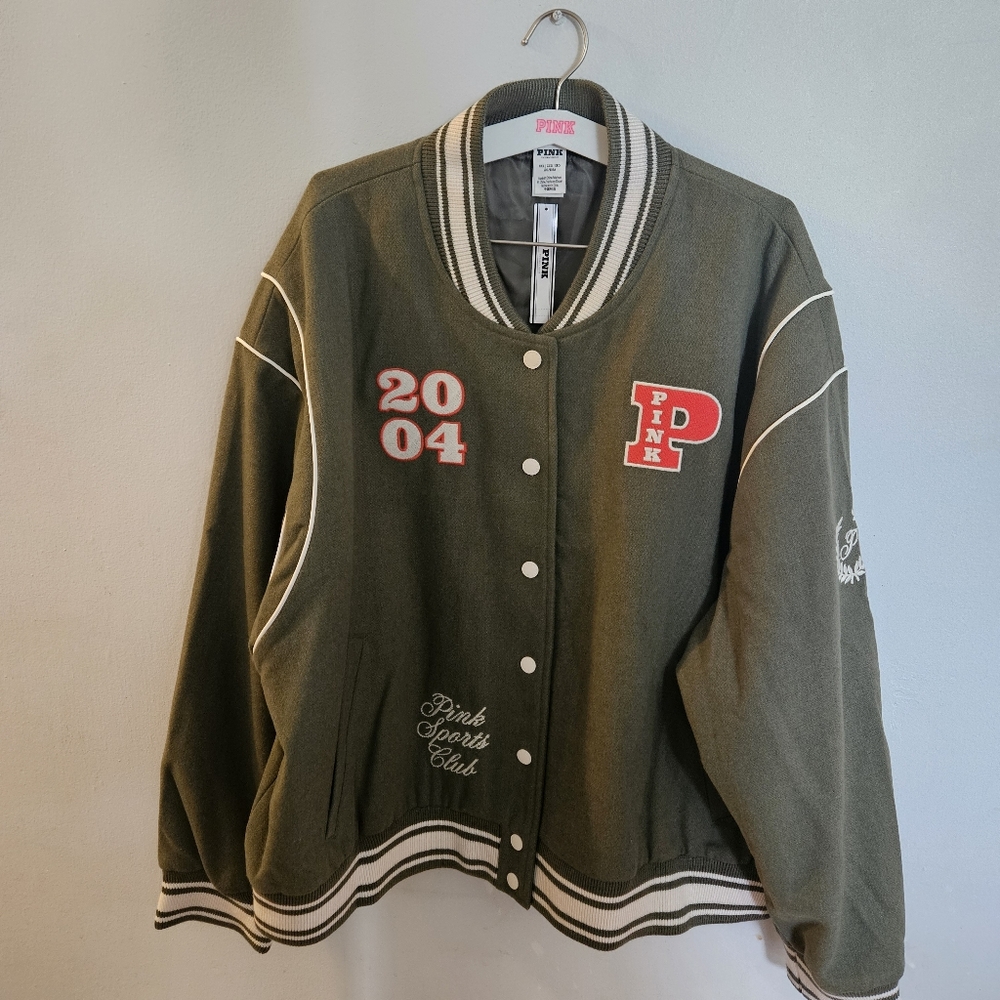 Pink Varsity Jacket with Embroidered Details